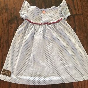 Matilda Jane blue with purple polka dots